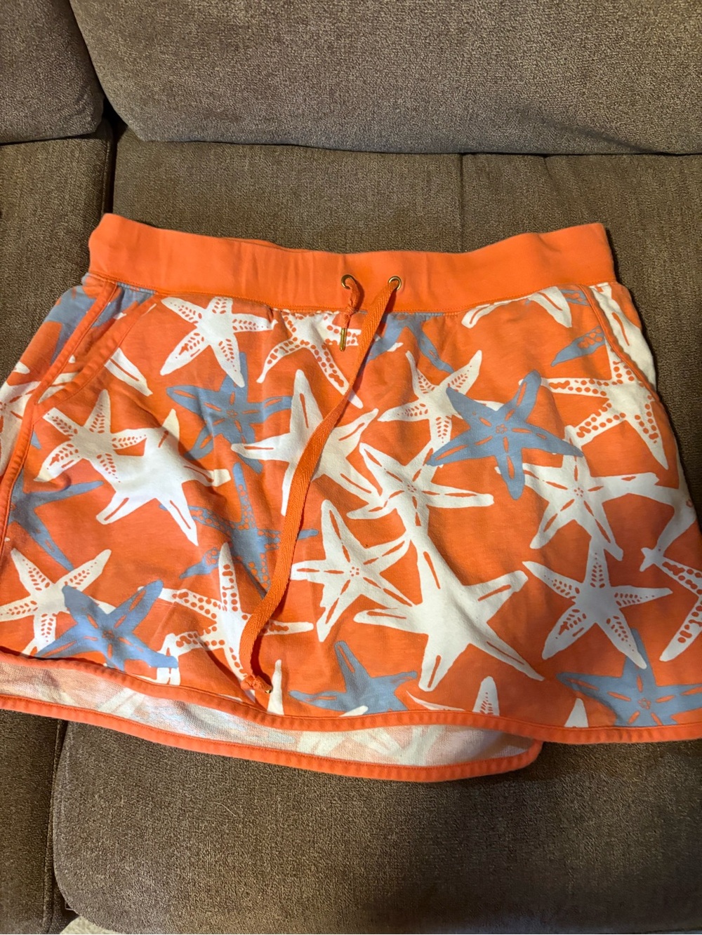 crown & ivy Orange Starfish Print Skort with Drawstring